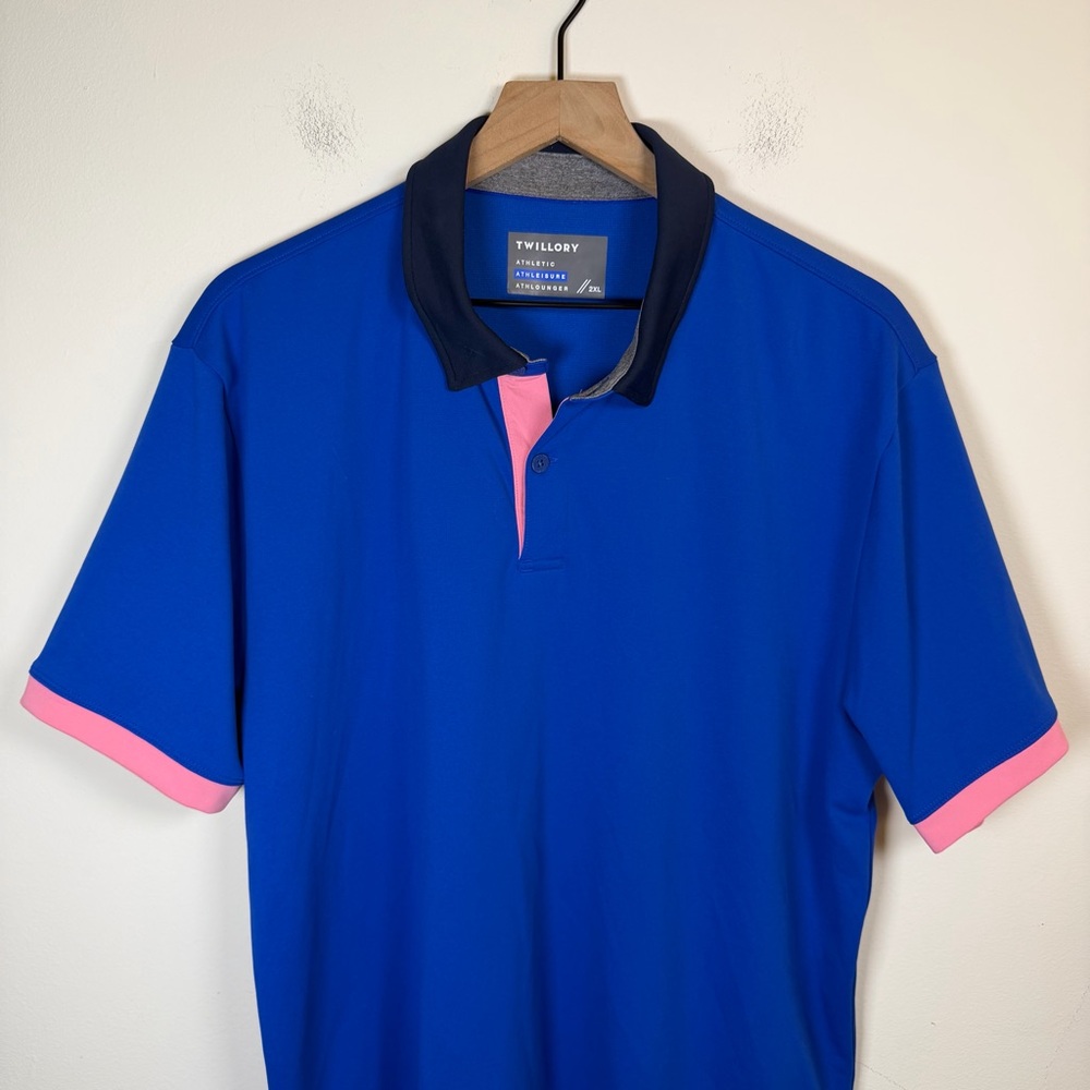 Twillory Athleisure Polo Shirt Blue Size XXL Performance Golf Stretch Preppy - Picture 2 of 6